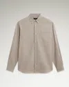 Dunhill Cotton Cashmere Long Sleeve Button Down Shirt With Pocket In Brown