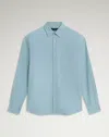 Dunhill Cotton Cashmere Oxford Long Sleeve Point Collar Shirt In Blue