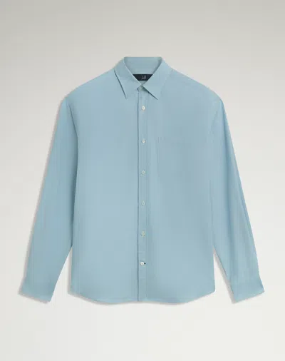 Dunhill Cotton Cashmere Oxford Long Sleeve Point Collar Shirt In Blue