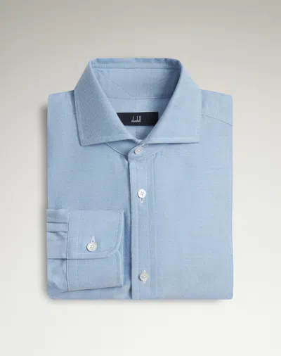 Dunhill Cotton Cashmere Oxford Long Sleeve Spread Collar Shirt In Blue