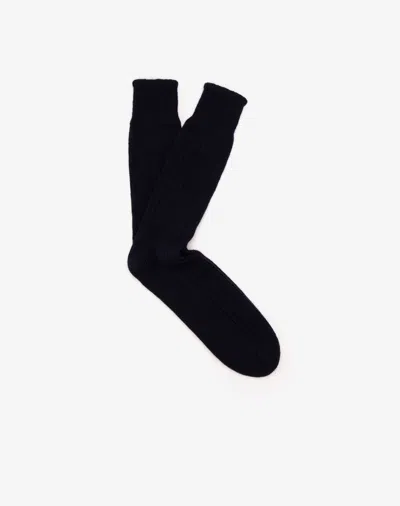 Dunhill Cotton Cashmere Ribbed Socks In Blue