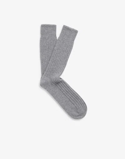 Dunhill Cotton Cashmere Ribbed Socks In Grey