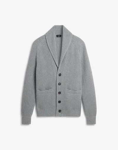 Dunhill Cotton Cashmere Shawl Collar Cardigan In Gray