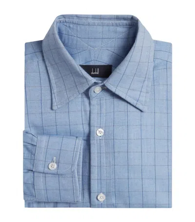 Dunhill Cotton-cashmere Tattersall Check Dress Shirt In Blue