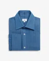 DUNHILL COTTON CHAMBRAY PLEATED BIB POINT COLLAR EVENING SHIRT