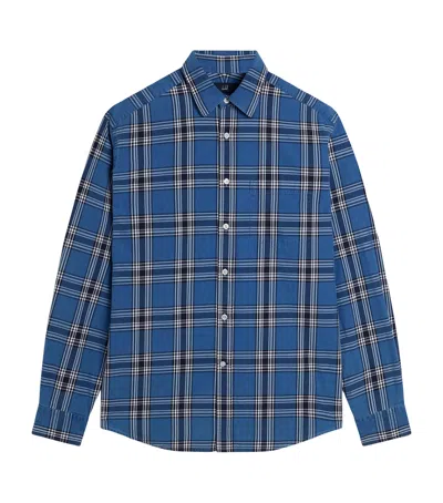 Dunhill Cotton Check Print Shirt In Blue