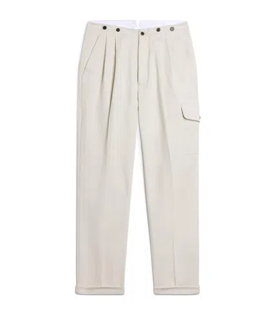 Dunhill Cotton Double-pleat Chinos In White