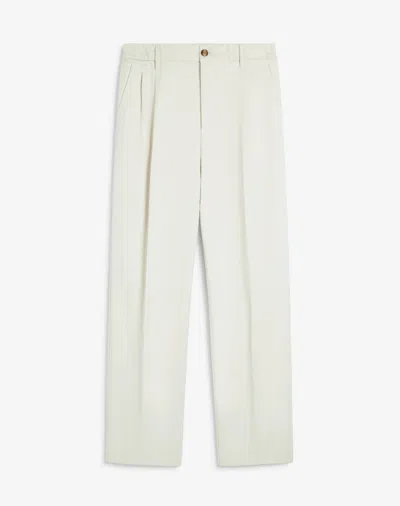 Dunhill Cotton Gabardine Double Pleat Chinos In White