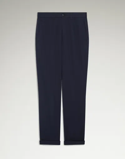 Dunhill Cotton Gabardine Tailored Chinos In Blue