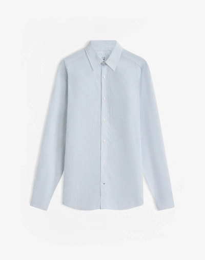 Dunhill Cotton Linen Stripe Classic Shirt In Blue