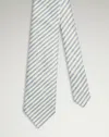 DUNHILL COTTON LINEN STRIPE WOVEN TIE