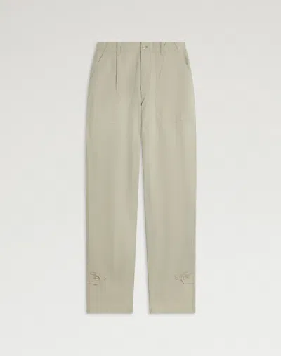 Dunhill Cotton Micro Herringbone Single Pleat Tapered Chinos In White
