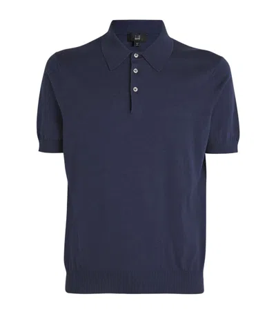 Dunhill Cotton-mulberry Silk Polo Shirt In Blue