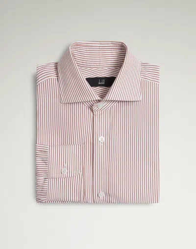 Dunhill Cotton Pinstripe Long Sleeve Spread Collar Shirt In Red