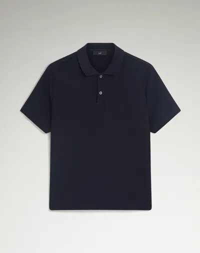 Dunhill Cotton Pique Short Sleeve Polo In Blue