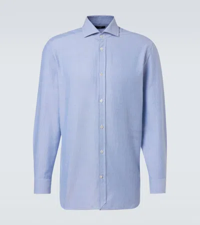Dunhill Cotton Poplin Shirt In Blue