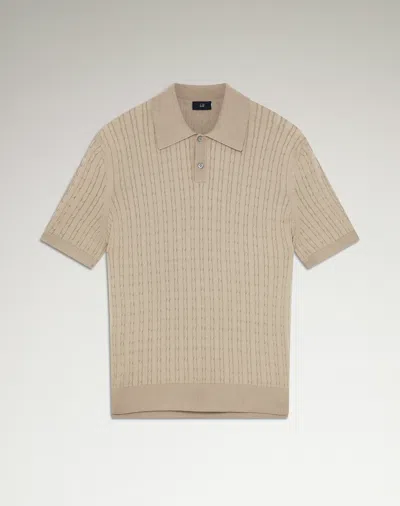 Dunhill Cotton Silk Cable Knit Short Sleeve Polo
