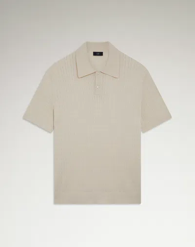 Dunhill Cotton Silk Cable Knit Short Sleeve Polo