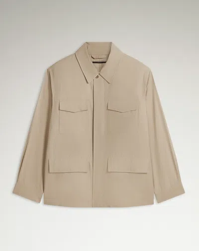 Dunhill Cotton Silk Field Shirt Jacket In Nude
