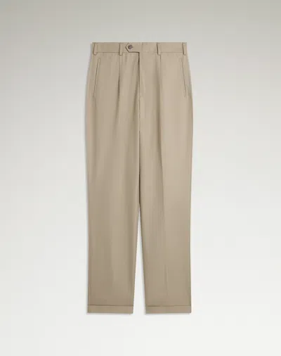 Dunhill Cotton Silk Herringbone Single Pleat Trousers