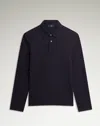 Dunhill Cotton Silk Pique Long Sleeve Polo In Blue