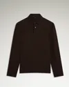 Dunhill Cotton Silk Pique Long Sleeve Polo In Brown
