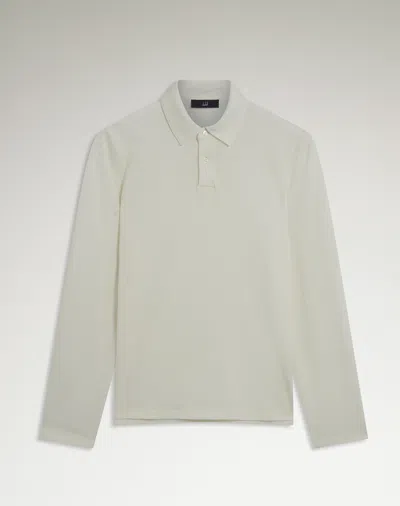 Dunhill Cotton Silk Pique Long Sleeve Polo In White