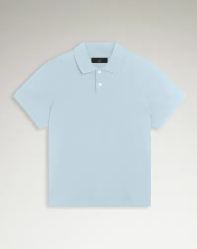 Dunhill Cotton Silk Pique Short Sleeve Polo In Blue