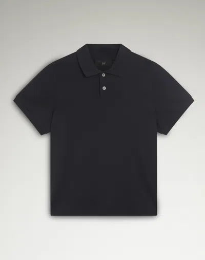 Dunhill Cotton Silk Pique Short Sleeve Polo In Blue