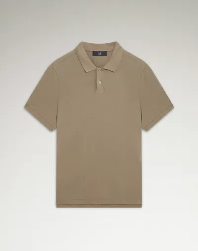 Dunhill Cotton Silk Pique Short Sleeve Polo In Green