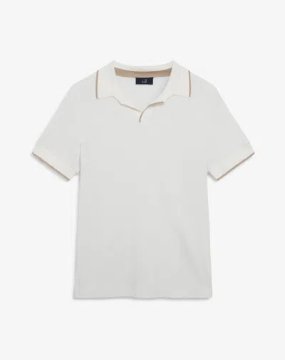 Dunhill Cotton Silk Pique Short Sleeve Polo In White