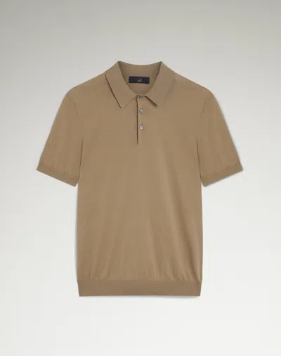 Dunhill Cotton Silk Short Sleeve Polo In Beige