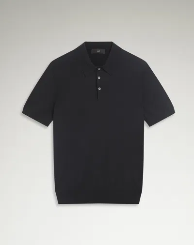 Dunhill Cotton Silk Short Sleeve Polo In Blue