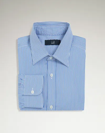 Dunhill Cotton Stripe Point Collar Shirt In Blue