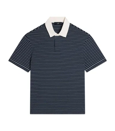 Dunhill Cotton Stripe Polo Shirt In Blue