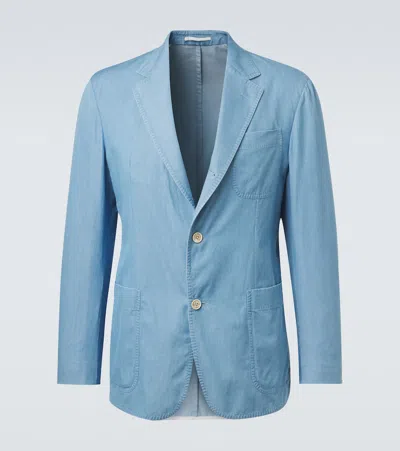 Dunhill Cotton Suit Jacket In Blue