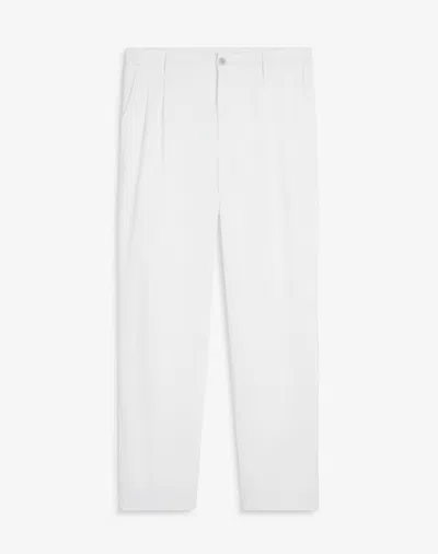 Dunhill Cotton Twill Double Pleat Chino In White