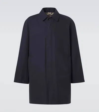 Dunhill Cotton Twill Overcoat In Blue
