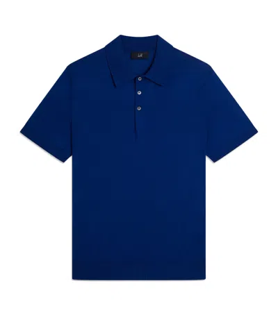 Dunhill Cotton-mulberry Silk Polo Shirt In Blue
