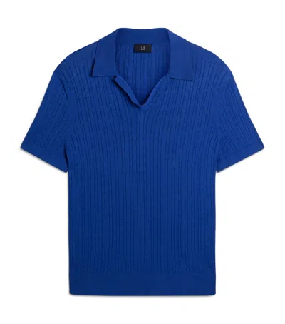 Dunhill Cotton-mulberry Silk Polo Shirt In Blue