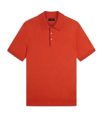 Dunhill Cotton-mulberry Silk Polo Shirt In Orange