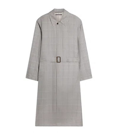 Dunhill Cotton-silk Glen Check Car Coat In Beige