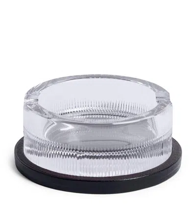 Dunhill Crystal Ashtray With Leather Base In Gray