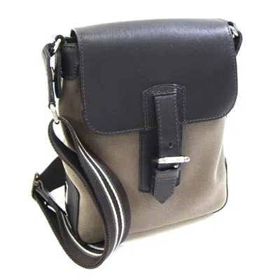 Pre-owned Dunhill Dark Brown Khaki Brown Canvas Leather Shoulder Bag ()