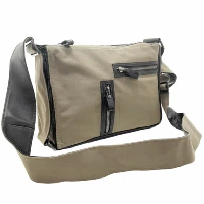 Pre-owned Dunhill Dark Brown Khaki Cotton Canvas Leather Shoulder Bag ()