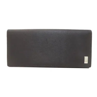 Pre-owned Dunhill Dark Brown Leather Long Wallet (bi-fold) ()