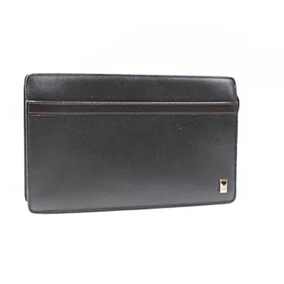 Pre-owned Dunhill Dark Brown Navy Leather Clutch Bag ()