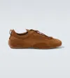 Dunhill Davies Automotive Suede Sneakers In Brown