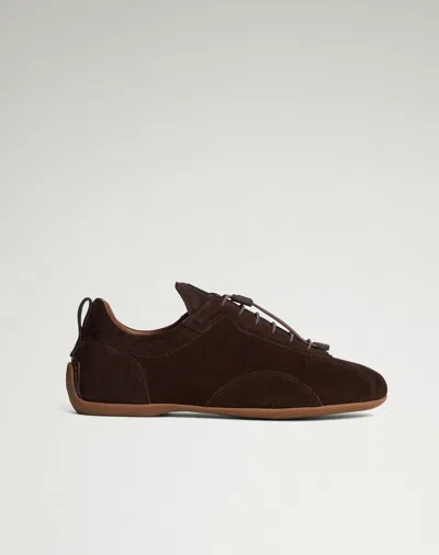 Dunhill Davies Automotive Suede Sneakers In Brown