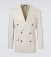 Dunhill Double-breasted Cotton And Cashmere Blazer In Neutral
